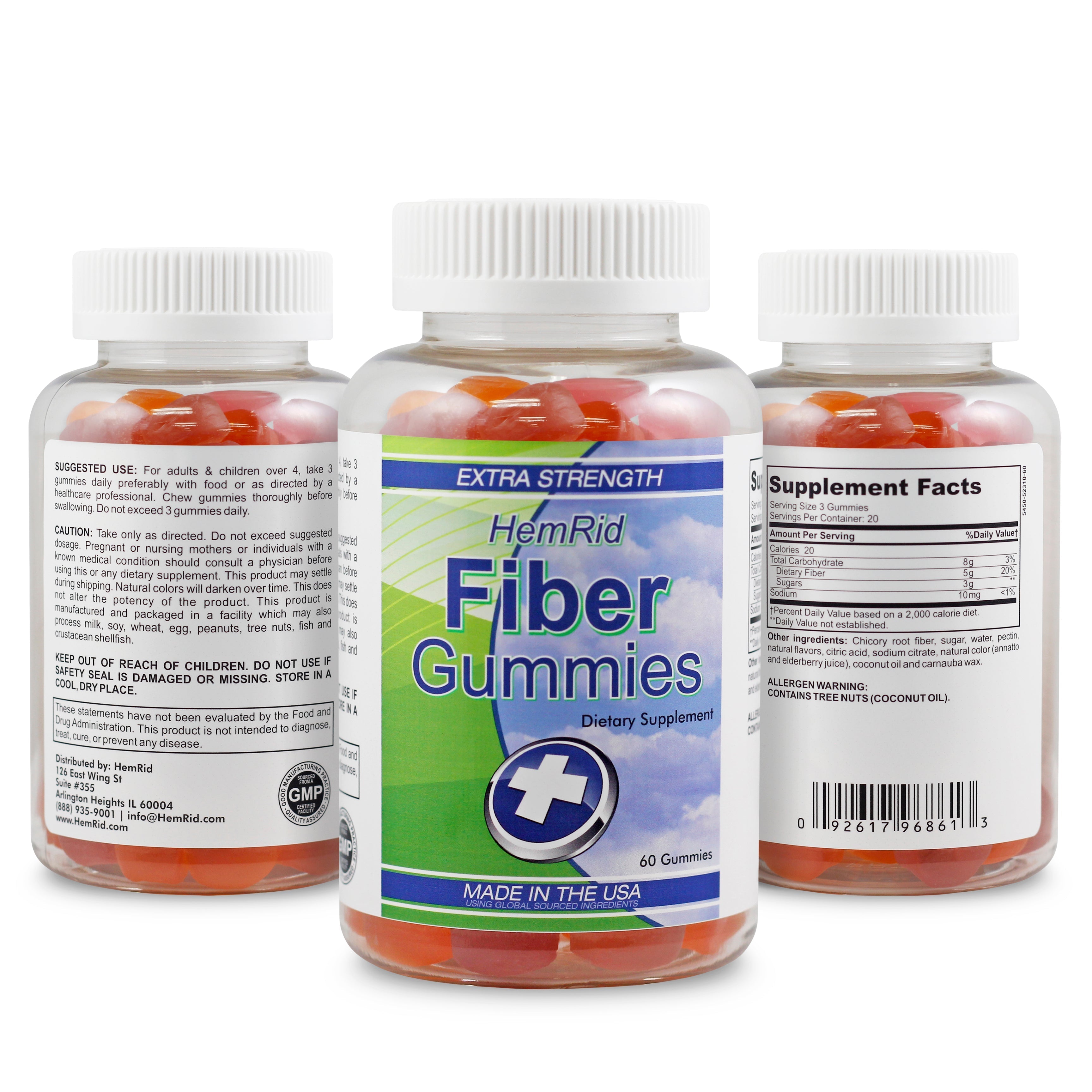 HemRid Fiber Gummies for Hemorrhoids - 5 Bottle Package