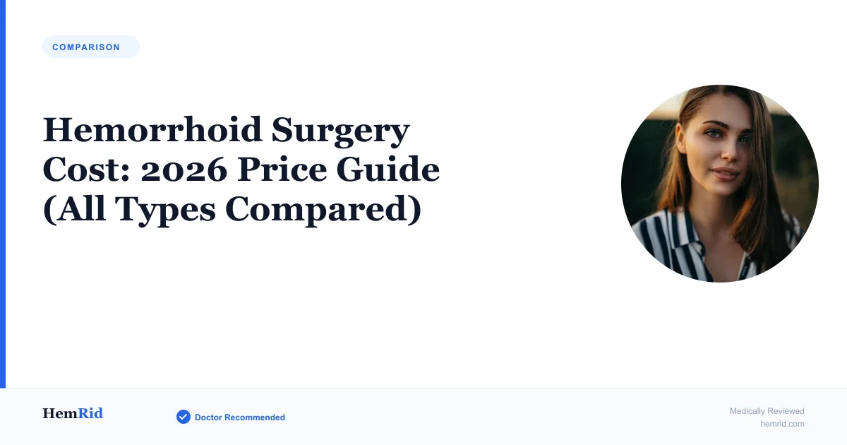 Hemorrhoid Surgery Cost: 2026 Price Guide (All Types Compared) — evidence-based guide by HemRid Medical Team