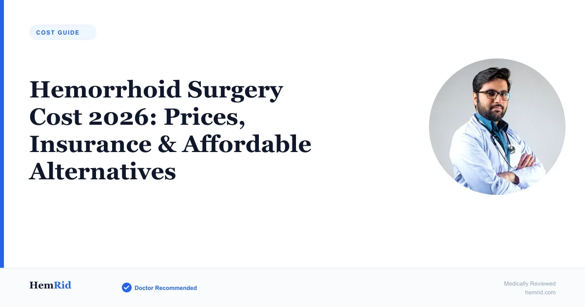 Hemorrhoid Surgery Cost 2026: Prices, Insurance & Affordable Alternatives — evidence-based guide by HemRid Medical Team