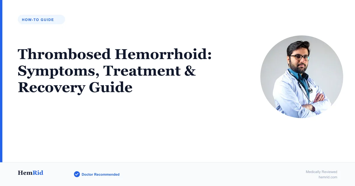 Thrombosed Hemorrhoid: Symptoms, Treatment & Recovery Guide (2026) — evidence-based guide by HemRid Medical Team